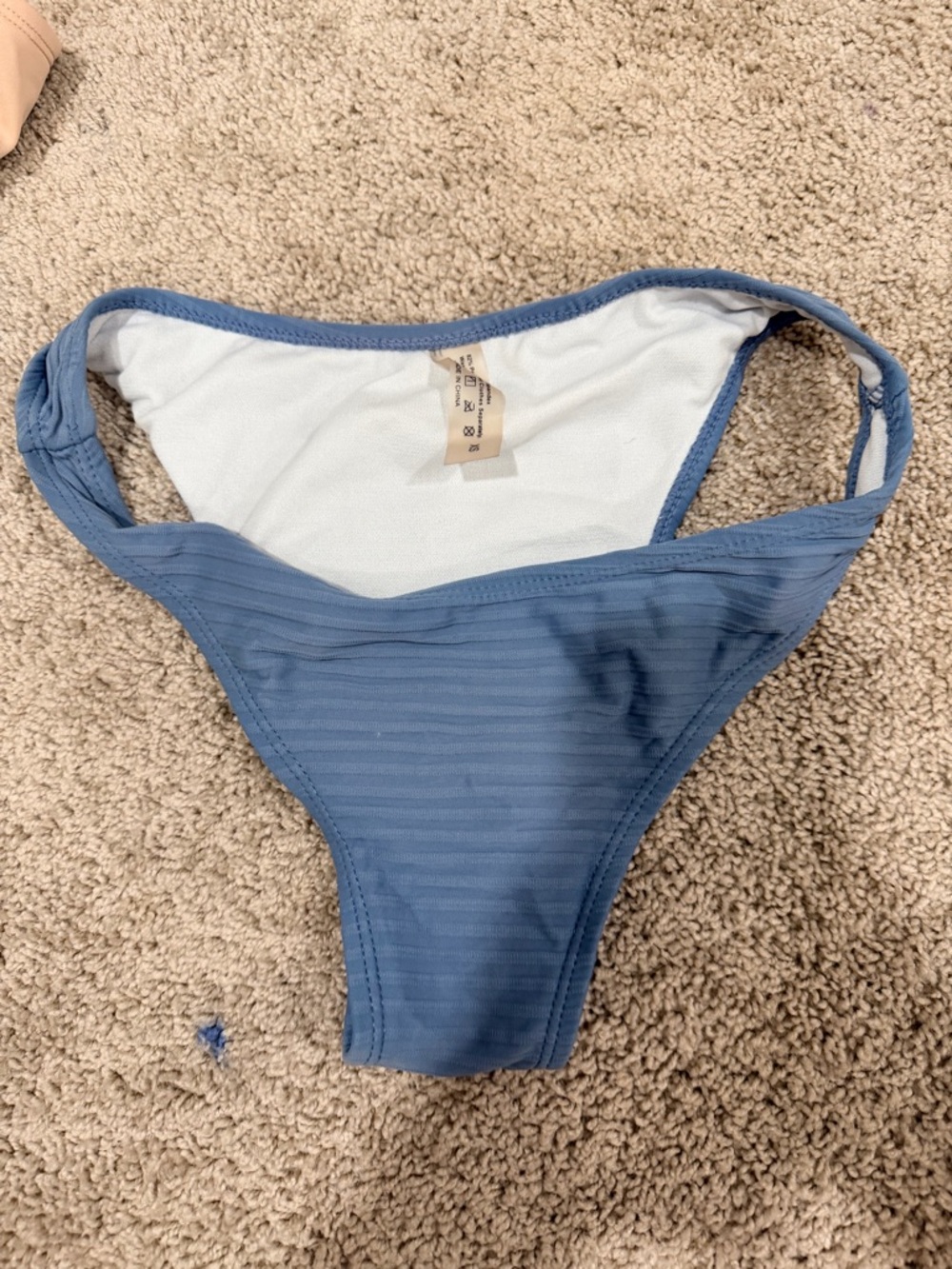 SHEIN Dusty Blue Ribbed Girls Bikini Bottom